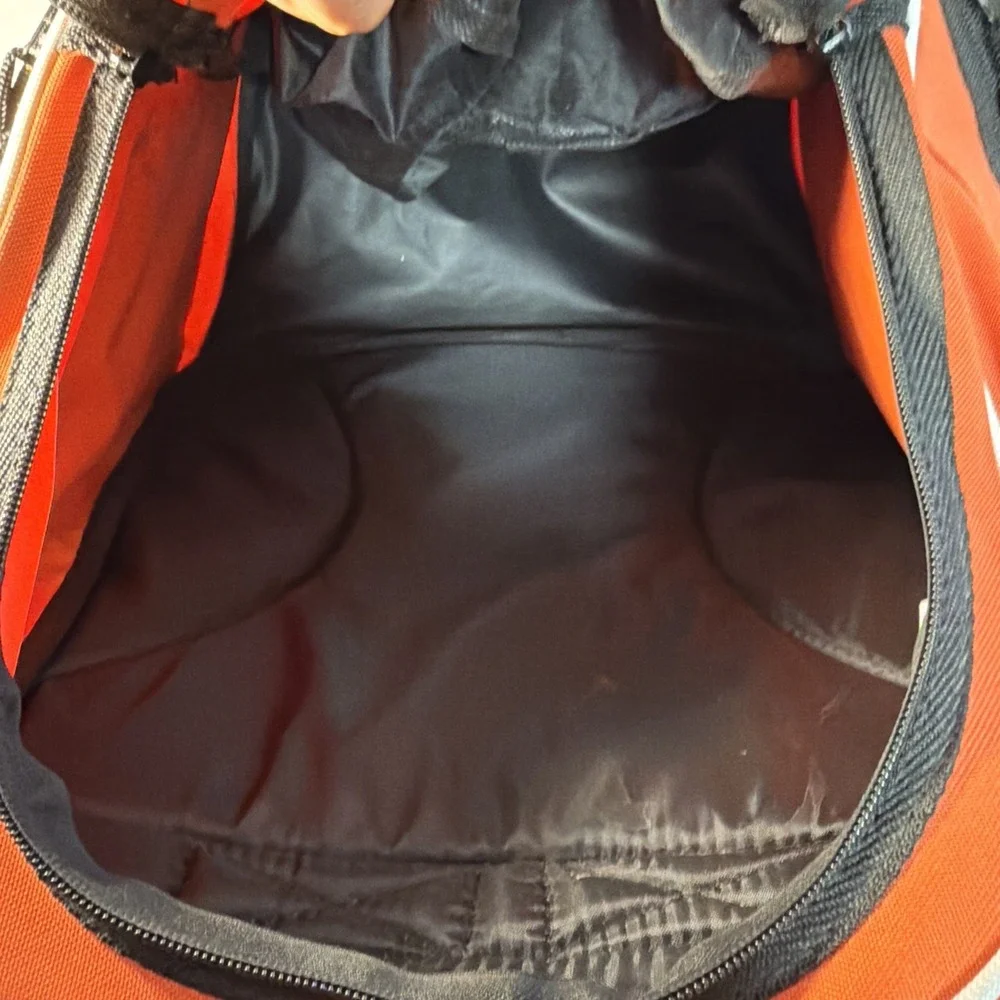 Backpack Large High Five Black Orange White W/Mesh Pocket Zipper Padded Straps